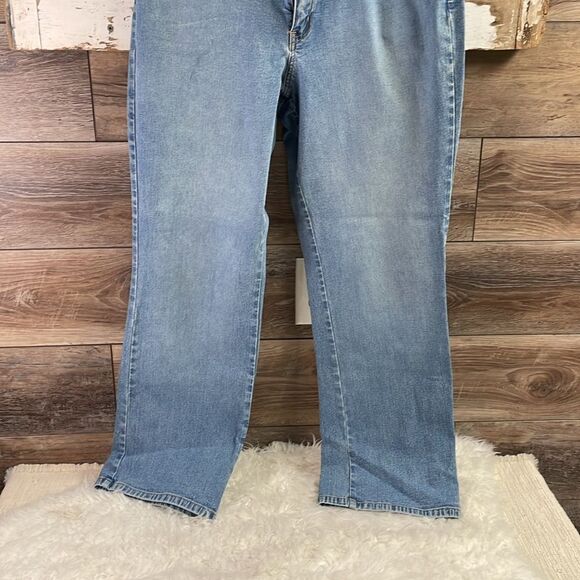 Vintage NEW YORK JEANS Ladies Light Wash Button Zip Denim Jeans Size 16 Bootcut - Picture 4 of 10